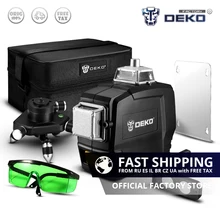 DEKO – niveau Laser 12 lignes 3D série DKLL12PB, sortie d'usine, lignes transversales horizontales et verticales vertes avec nivellement automatique