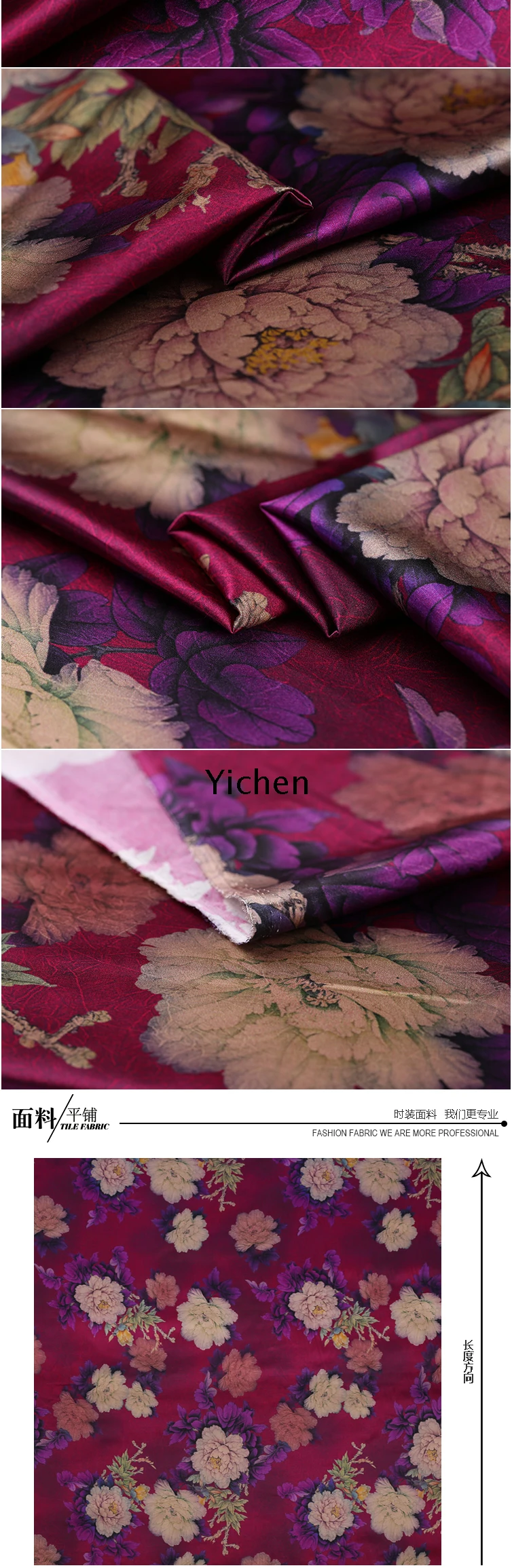 3 цвета винтажная Цветочная шелковая ткань стрейч-сатин натуральный шелк спандекс ткани для платья шириной 108 см 19momme