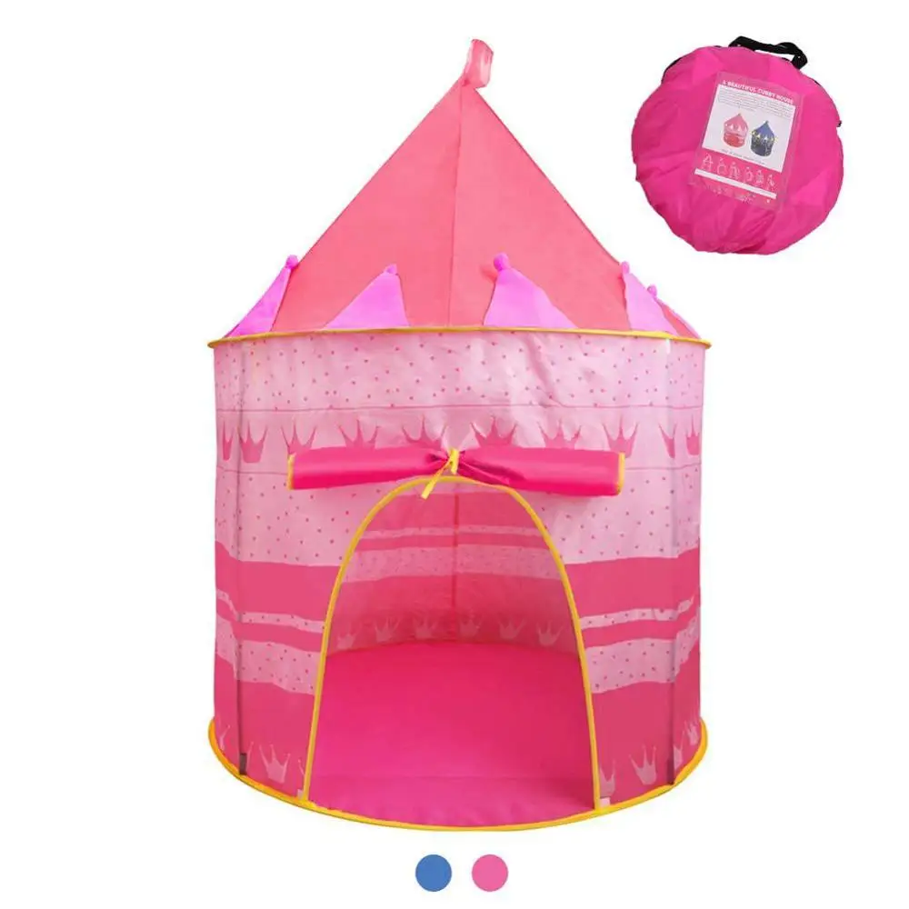 Портативный Складной Замок принцессы Тюль детская игровая палатка креативный развивающий открытый Крытый кукольный домик - Цвет: Розовый