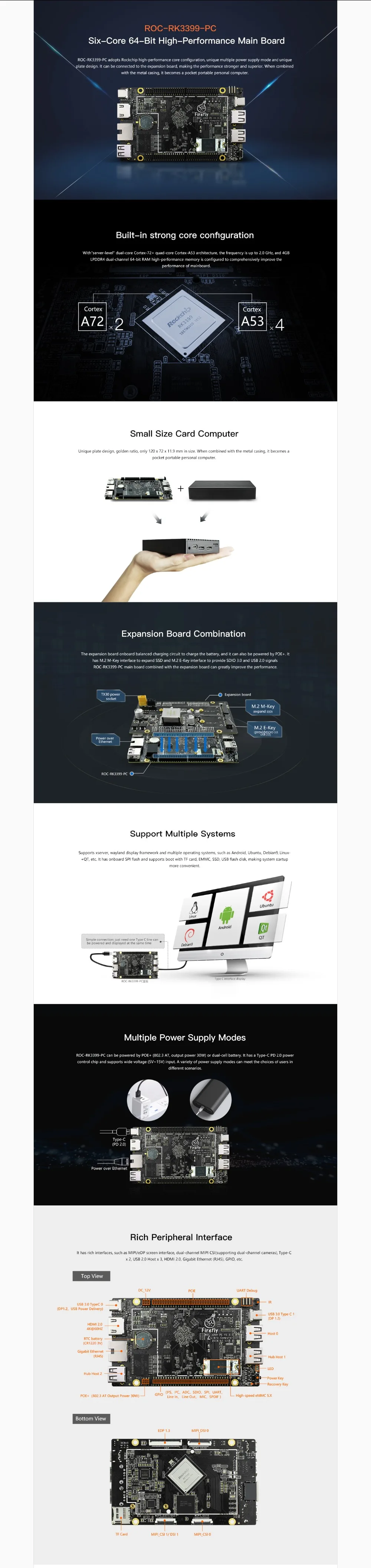 ShenzhenMaker Store ROC-RK3399-PC, Six-Core 64-Bit High-Performance Main Board