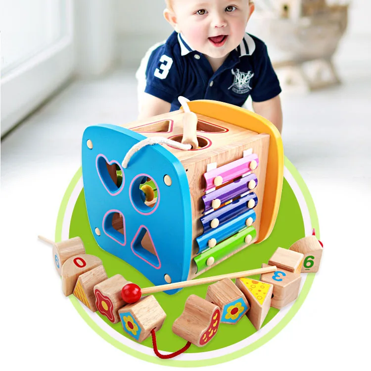 

Knock on the piano Beads Building blocks Shape Matching Box Early education children Multi-function number Wooden toys