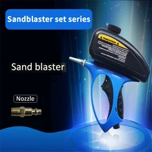 Kit de pistola de chorro de arena manual, máquina de chorro de arena con boquilla para proyectos de chorro, elimina manchas de pintura, óxido, limpieza de piscinas