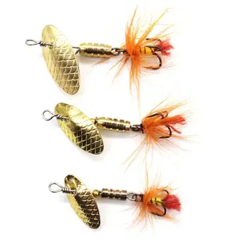

LUSHAZER Sequin Spoon Metal Spinner Feather Crankbait Perch Fishing Lures