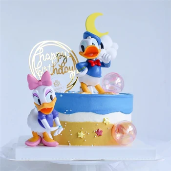 

Disney Donald Duck Daisy Cake Decoration Cartoon Birthday Cake Decor Duck Couples Action Figure Model Doll Toys For Kids Gift