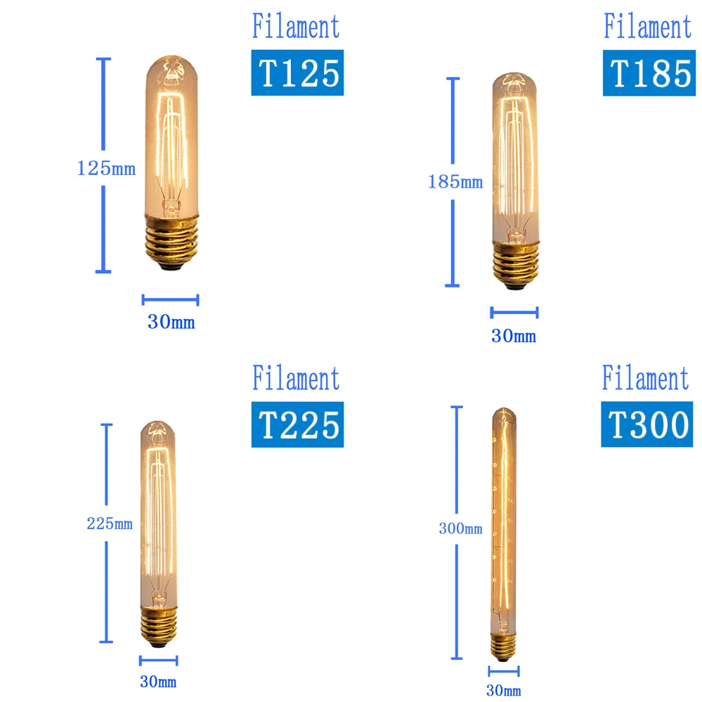 Retro Edison Bulb Filament Incandescent Light Vintage Lamp Ampoule bulbs E14 E27 40w Home Decor Lighting ST64 G95 T300