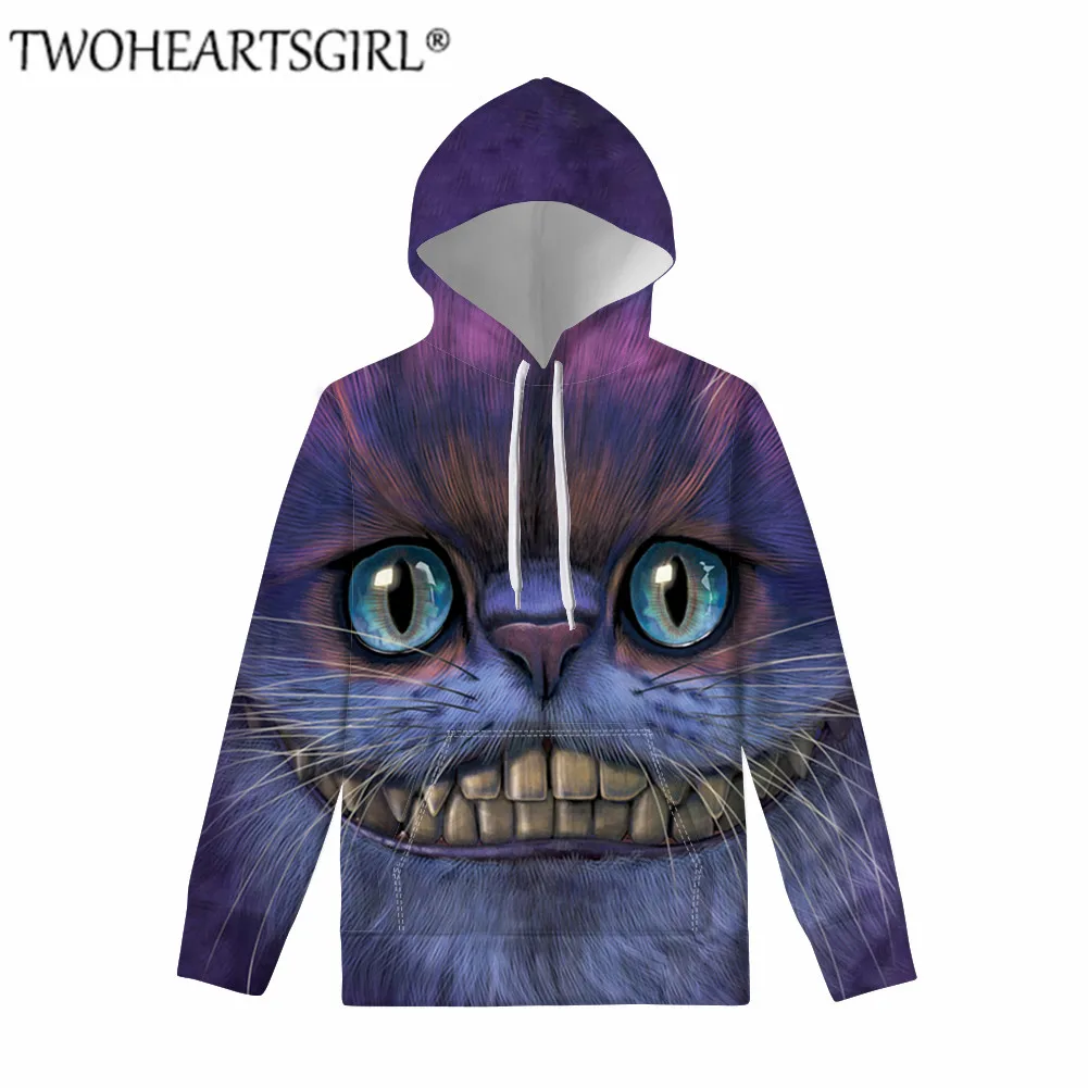 L5391Z72W Twoheartsgirl Чеширский кот Harajuku Толстовка с капюшоном объемный пуловер для женщин топы с длинными рукавами и круглым вырезом женский осенне-зимний свитер - Цвет: L5391Z72W