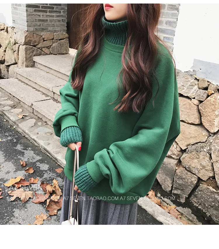 Повседневные зимние толстовки женские Лоскутные водолазки Толстовки негабаритный корейский пуловер длинный рукав винтажный уличная одежда спортивный костюм