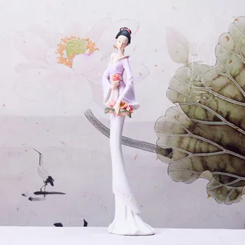 

New Chinese Ancient Costume Girl Home Living Room TV Cabinet Wine Cabinet Porch Bookcase Official Woman Decorations M3036