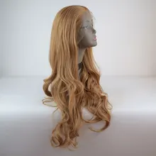 BM Золотой коричневый слоистый объемная волна Синтетический 13*3 парик фронта шнурка Длинные термостойкие волокна волос средний пробор для женщин парики на каждый день