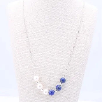 

AAA Fresh Water Pearls Lapis Lazuli Sterling Silver 925 Pendant Necklace Women Custom Initial Long Necklace Jewelry Wholesale