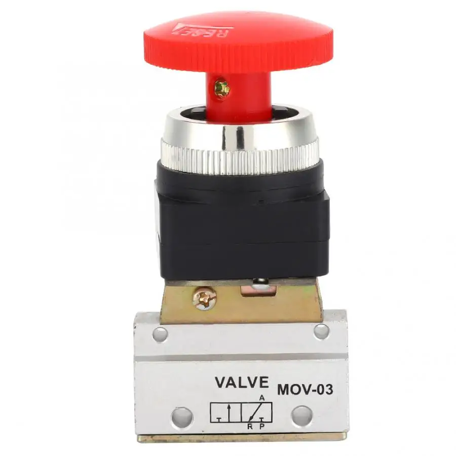 Manual Flush Valve 2 Position 3 Way G1/8 Pneumatic Mechanical Valve Push Button Switch MOV-03 Electric Magnetic Valve