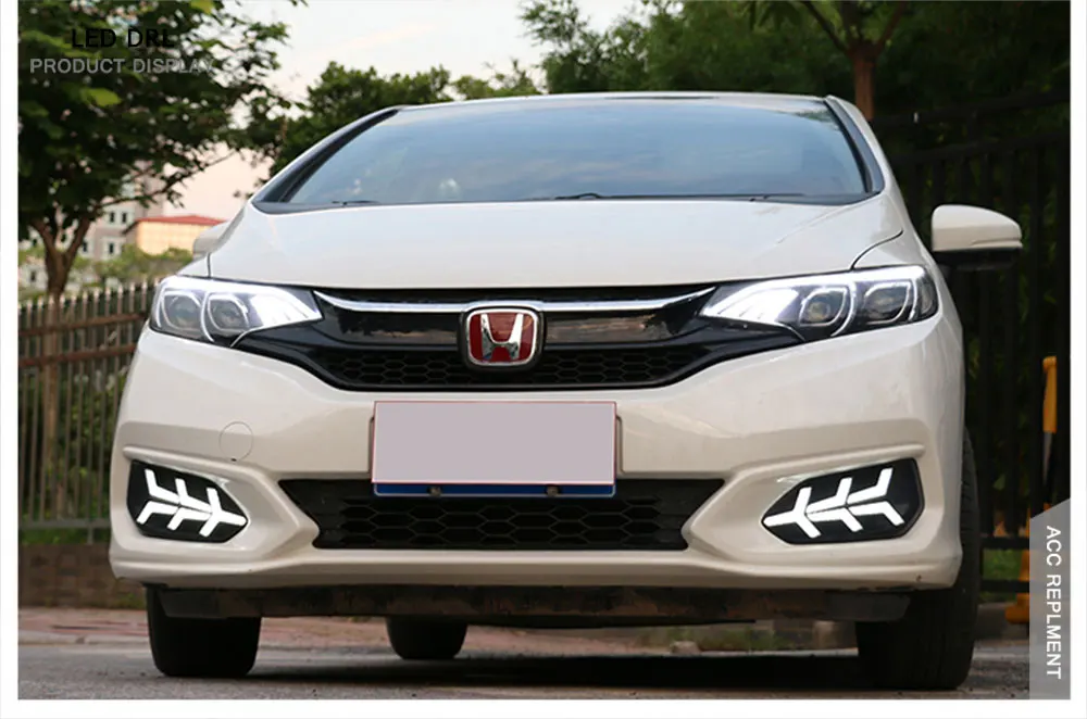 Светодиодный дневные ходовые огни для Honda Fit- высокая яркость светодиодный DRL направляющий светодиодный противотуманный светильник с поворотным сигналом светильник