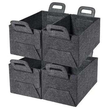 

Storage Baskets for Shelf Large 4 Pack,Closets Foldable Felt Square Orangizing Storage Bins for Clothes, Kids Toys