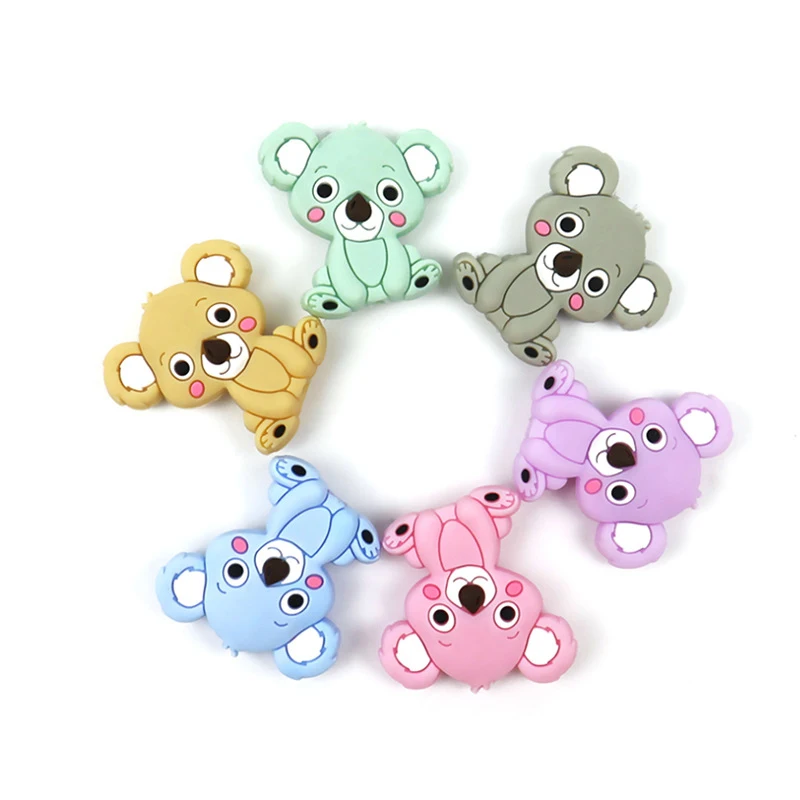 

DIY Animal Koala Baby molar stick Bite of Food Grade Silicone Chewing Ring Silicone Baby Teething Toys Gift for Kids Children