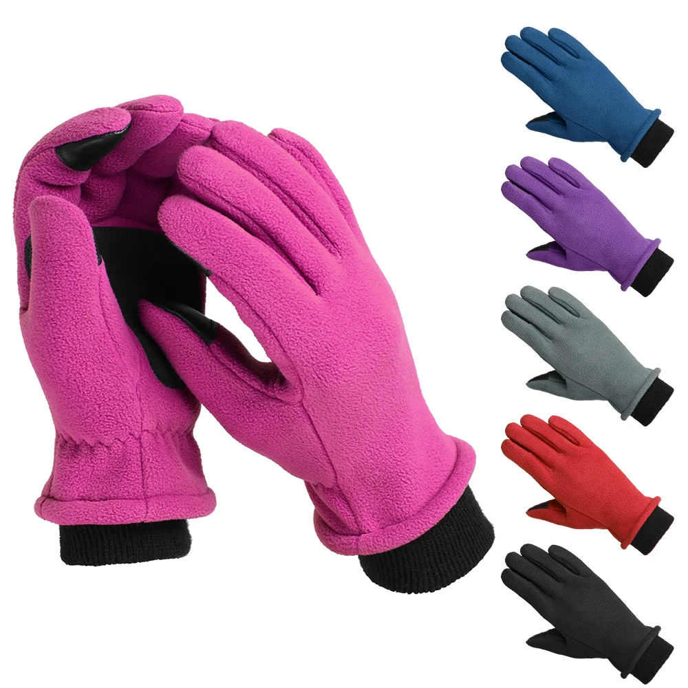 Наружные ветрозащитные велосипедные перчатки, тепловые флисовые перчатки с сенсорным экраном, морозостойкие уличные перчатки для походов, верховой езды, катания на коньках