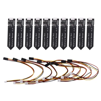 

10PCS Capacitive Soil Moisture Sensor Module Corrosion Resistant Wide Voltage Wire Analog Capacitive Soil Moisture Sensor V1.2