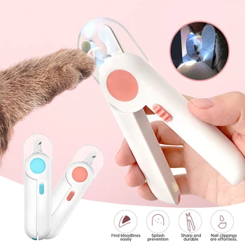 

Pet Cat Dog Nail Clippers Stainless Steel Nail Scissors Nail Scissors File with LED Light Comfortable Handle Nail Trimmer Cutter