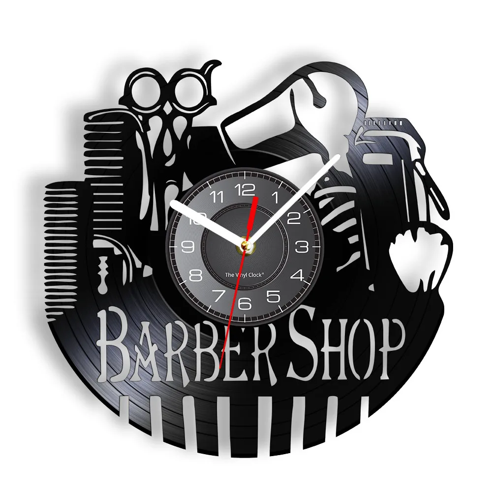 Barber Shop Profession Vinyl Record Wall Clock Hairstylist Home Decor