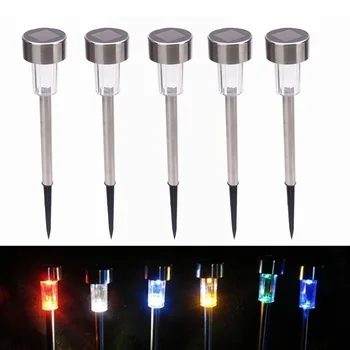 

5/10 Pcs Solar Powered LED Light Stainless Steel Waterproof Lawn Lamp for Outdoor Garden Courtyard JA55