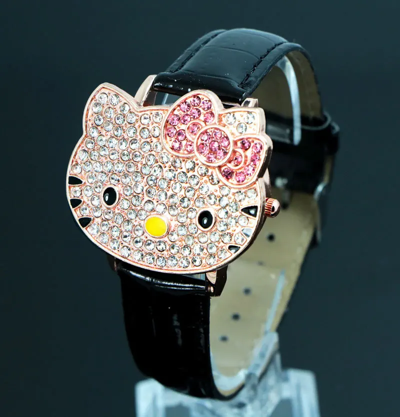 Модные брендовые кварцевые часы для девочек и женщин с кожаным кристаллом детские наручные часы relogio