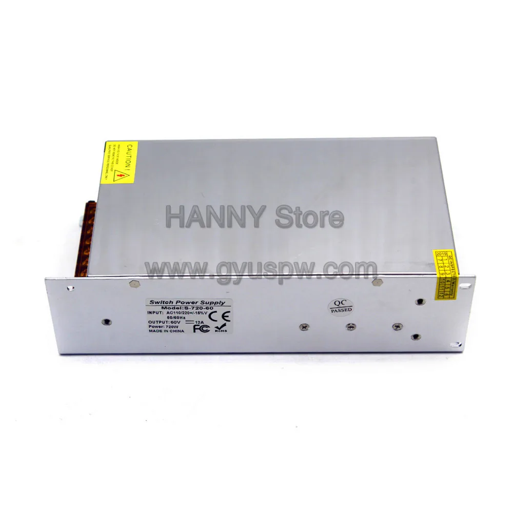 Выключатель с одним выходом питания DC60V 12A 720W Постоянное напряжение AC DC 60V Драйвер для освещения принтер CNC шаговый насос