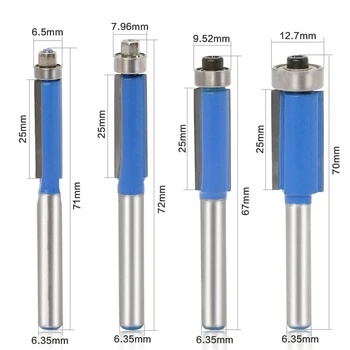 

4pcs 1/4" Shank Straight Flush Trim Router Bit Set Woodworking Cutting Tool Carbide Power Drill Drivers For Flusseh Trim Bit
