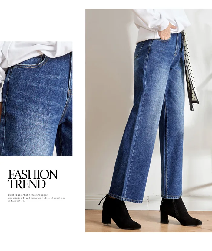 Женские прямые мытые джинсы LEIJIJEANS, модные широкие джинсы с высокой посадкой, новая модель 9204 больших размеров 5XL–6XL на осень