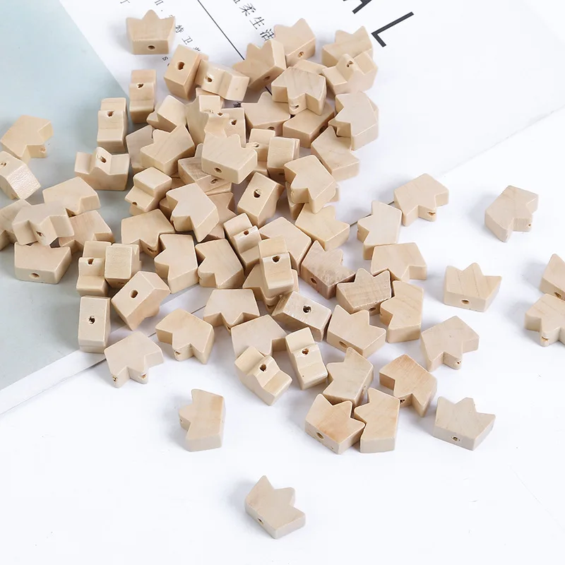 

20-50PCS Natural Balsa Wood Eco-Friendly Crown Wooden Spacer Beads For Making Jewelry Bracelet Handmade For Wooden Home Decor