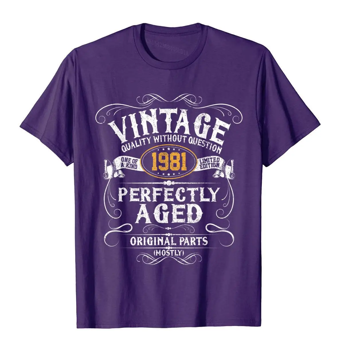 Mens 40th Birthday Funny Gift Vintage 1981 Original Parts T-Shirt__B5796purple