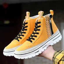 Мужская осенне-зимняя парусиновая обувь со светоотражающими полосками, увеличивающая рост резиновая подошва, Вулканизированная обувь, мужские кроссовки на высоком каблуке