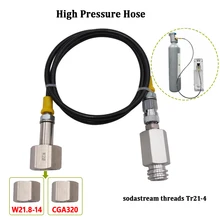 

SodaStream Soda Club External Hose 90cm Adapter Gauge to CO2 Tank Home Soda Maker W21.8-14 Or CGA320 for Fizzi Sparkling Water