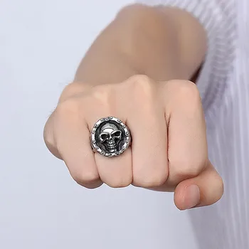 

Gothic punk cool titanium stainless steel rings for men fashion jewelry accessories finger skelet band party boyfriend gifts
