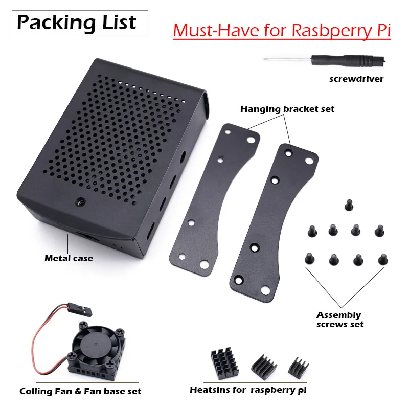 Raspberry Pi 4 Model B Aluminum Case with Cooling Fan Heatsinks Kit Metal Shell Box with Onboard Cooling Fan (Pi 4B Not Includ) raspberry pi case