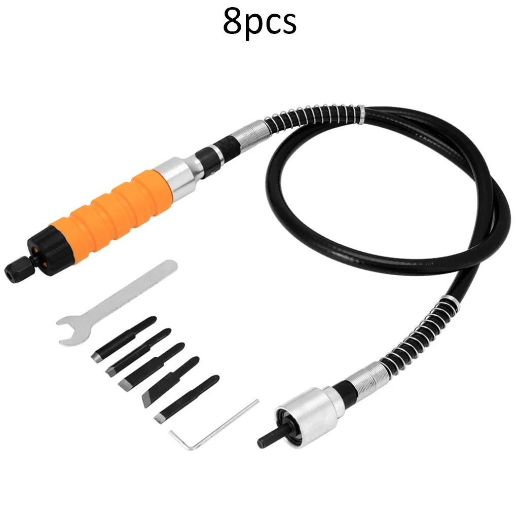 1 Набор инструментов для резьбы по дереву набор инструментов мебель инструмент для резьбы по дереву электрическое долото+ 5 наконечников для резьбы гаечный ключ гибкий вал - Цвет: 8pcs 1set