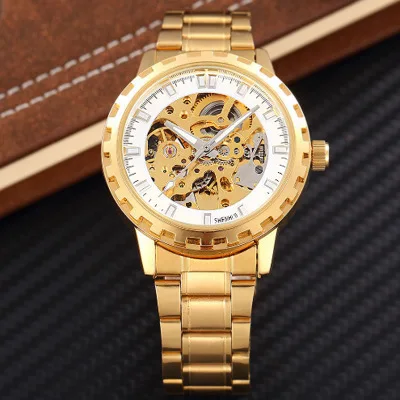 

Shenhua Deep China Hollow out Fully Automatic Mechanical MEN'S Watch Hollow out-Style Business Gold Steel Belt Watch