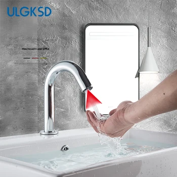 

Chrome Sensor Faucet Automatic Inflrared Touch Sensor Tap Cold Hot Mixer Tap Sink Mixer Deck Mounted Bathroom Basin Faucets