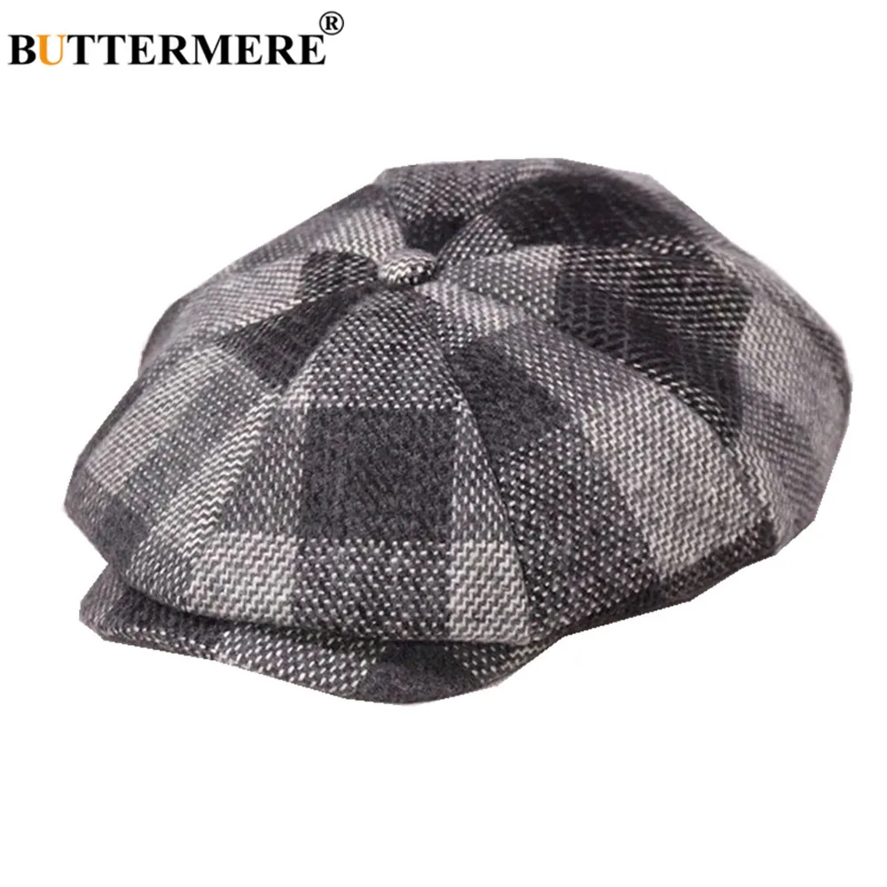 BUTTERMERE, кепка Newsboy, шерстяная, для мужчин и женщин, восьмиугольная кепка, шерстяная, мужская, твидовая, в клетку, британский стиль, брендовая, винтажная, плоская кепка, берет