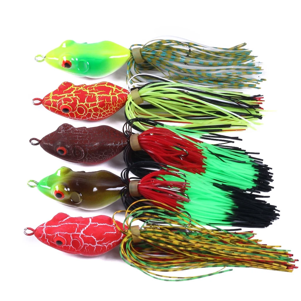 9.8g 11cm Artificial Frog Bait Soft Fishing Lures with Skirts Topwater Frog Baits Crankbait for bass, pike, snakehead, Salmon