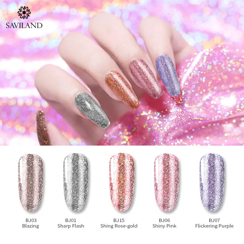 SAVILAND Glitter Platinum Painting Nails Varnish Starry Sky Glitter Soak Off UV Gel Long Lasting Varnish 1 SAVILAND Glitter Platinum Painting Nails Varnish Starry Sky Glitter Soak Off UV Gel Long Lasting Varnish 5