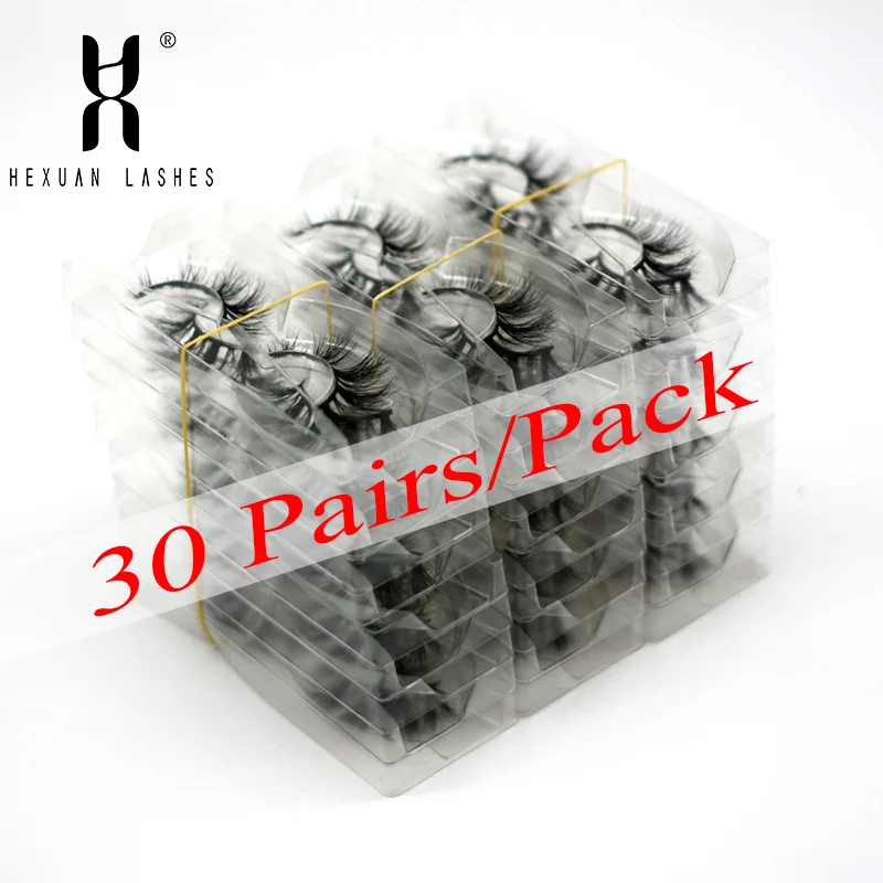 

30/pack 100% Cruelty Free Mink Eyelash with Tray No Box Handmade Natural False Eyelashes Full Strip Lashes Reusable Long lashes