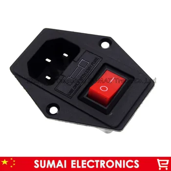 

3 in 1 C14 Fuse Switch Inlet Male Power Supply Connector Plug/AC Switch 3Pin Inlet Module Plug+10A fuse