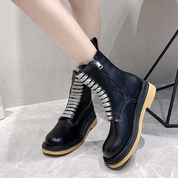 baratas Botas Da Motocicleta Das Senhoras Do Vintage Botas De Combate Outono Do Exército Punk Goth Botas Femininas Biker Couro Do Plutônio Botas Curtas