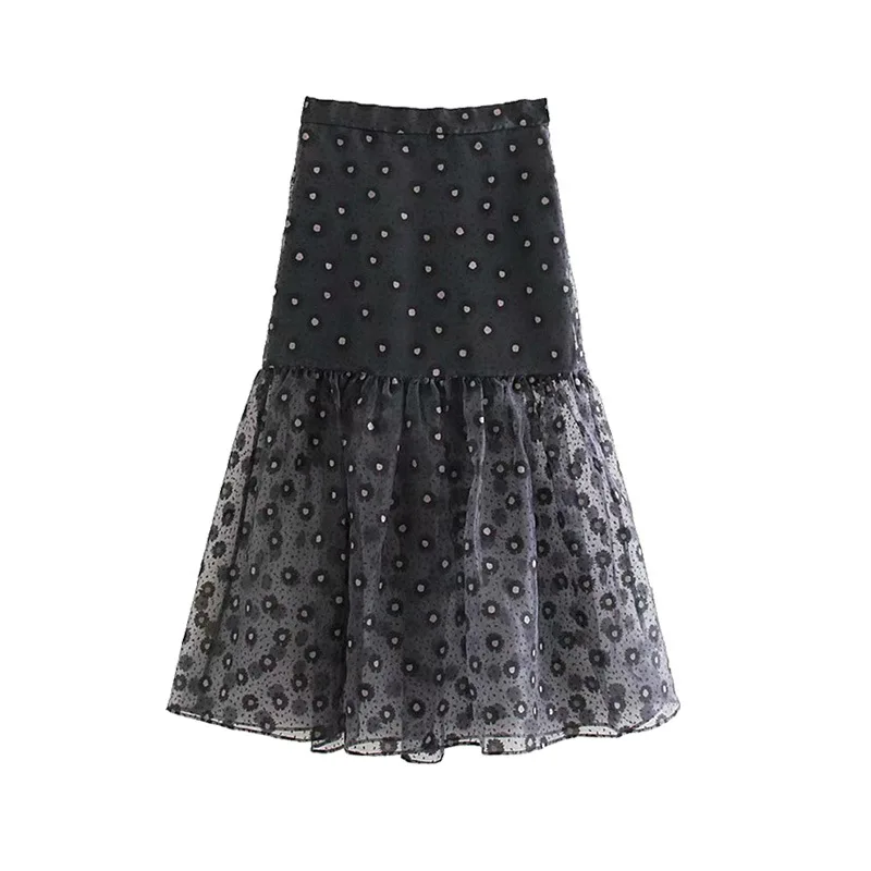 

Australia Non-mainstream Design Organza Printed Dress 2020 Spring New Products-Style Elegant Elegant Long Skirts Skirt