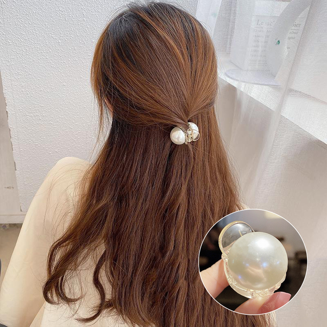 Pearl Hair Claw For Women Ladies Makeup Hair Barrettes Hair Accessories Korean Cross Crab Hair Clip Fashion Girl Headwear