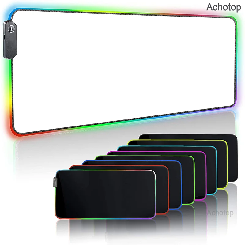 thumbnail image 1 of Alfombrilla de ratón de gran tamaño, color blanco, RGB, LED resplandeciente, imagen personalizada, alfombrilla de mesa para PC, alfombra de Anime Diy, reproductor de juegos dedicado, 1 of 4