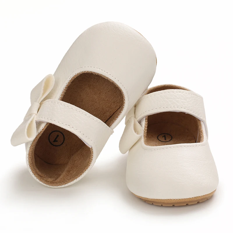 Infant Newborn Baby Girls Princess Non-Slip Floral Border Shoes Toddler Baby Soft PU Leather Prewalker Shoes Solid First Walkers