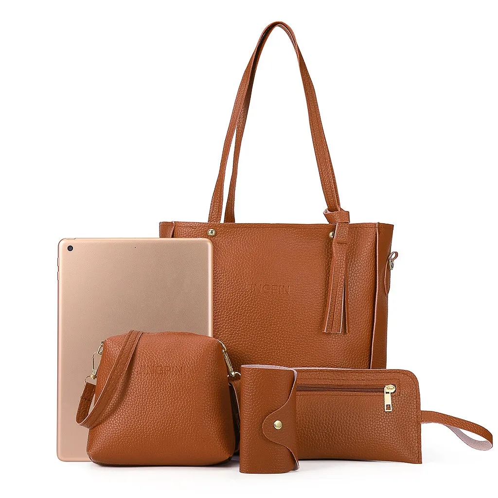 4 шт., женские сумки, дизайнерские, модные, четыре части, на плечо, сумка-почтальон, кошелек, сумочка, Bolsa Feminina Sac A основной Femme