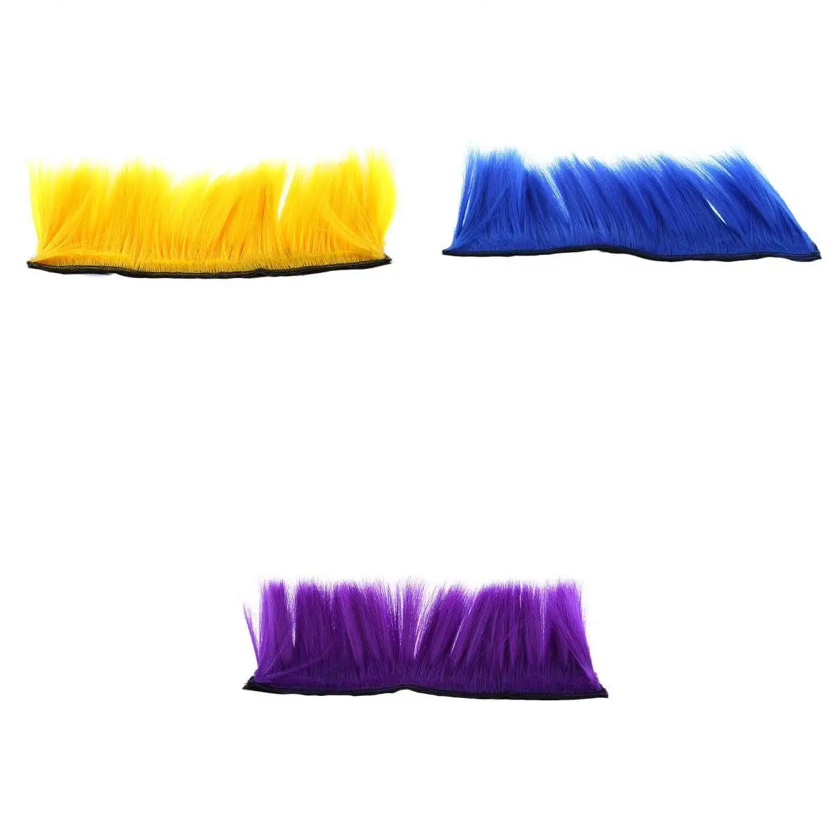 3pcs Motorbike Helmet DIY Accessories Mohawk Wig Costumes Hairpiece (Yellow + Purple + Blue)