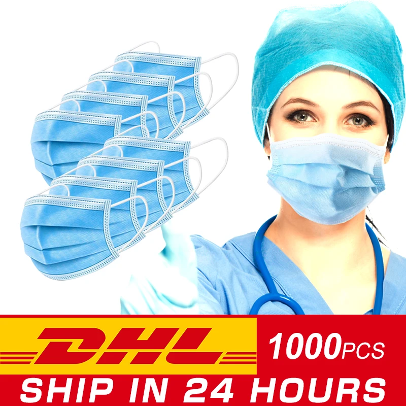 

1000 Pieces 3 Layer Disposable Mask Face Mask With Filter Anti Flu Anti Virus Features As KF94 FFP2