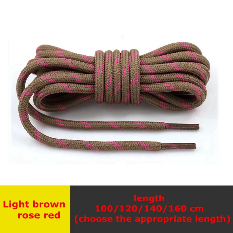 Light brown rose red 1 пара высокой плотности плетения шнурки круглые тонкая текстура шнурки на открытом воздухе на каждый день; свободные кроссовки; ботинки обувь на шнурках; 100/120/140/160 см - Цвет: Light brown rose red